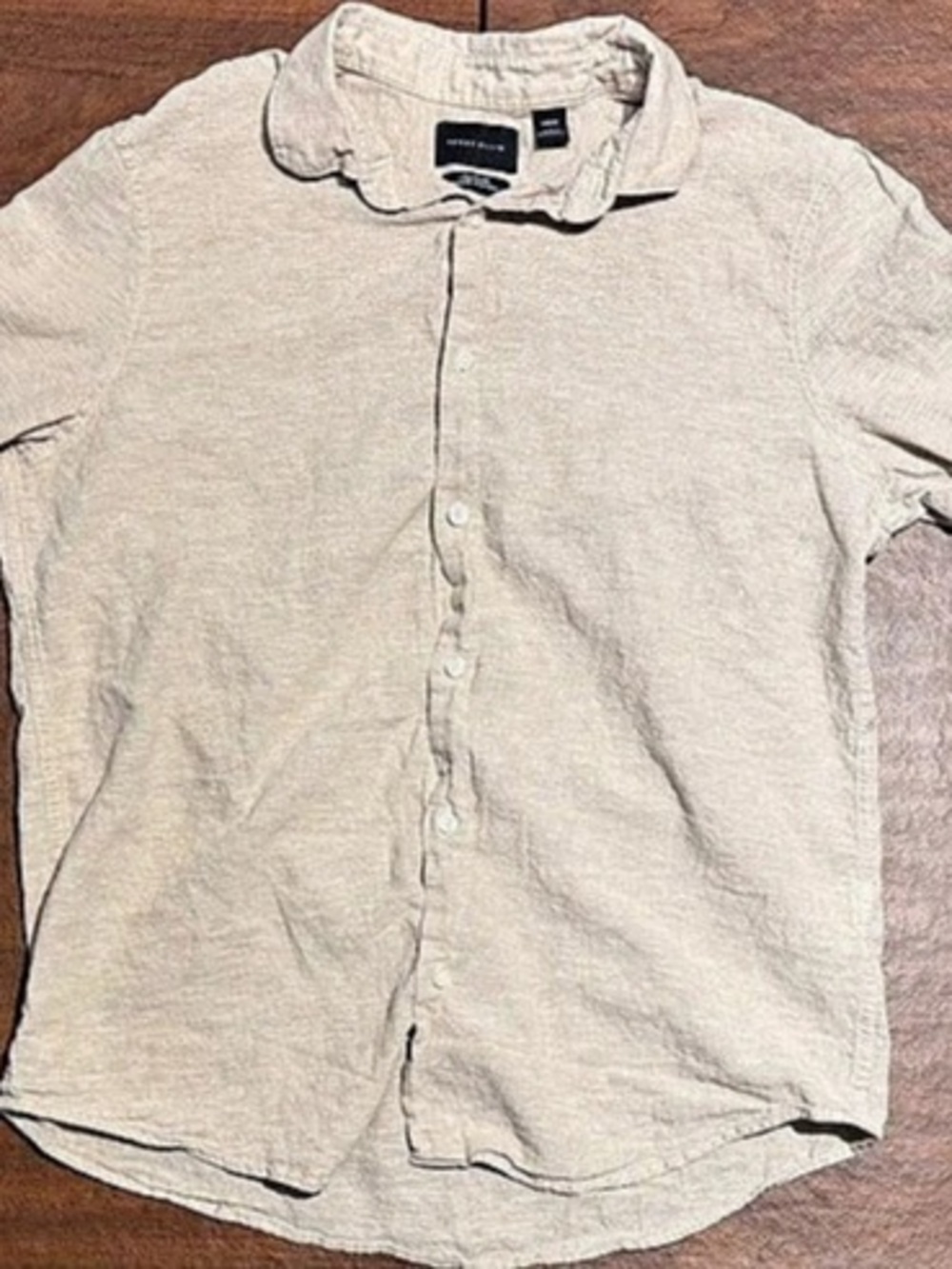 Perry Ellis Linen Blend Button Down Shirt Size Medium